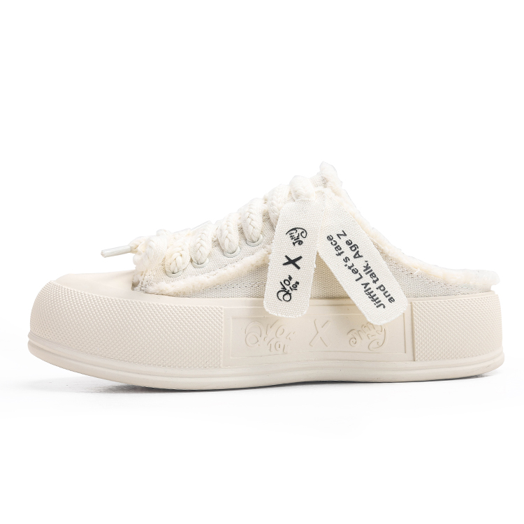 Jifffly Designer x Qingwantian Q.VONTON Women's Shoes 2025 Summer Breathable Versatile White Slip-On Mules