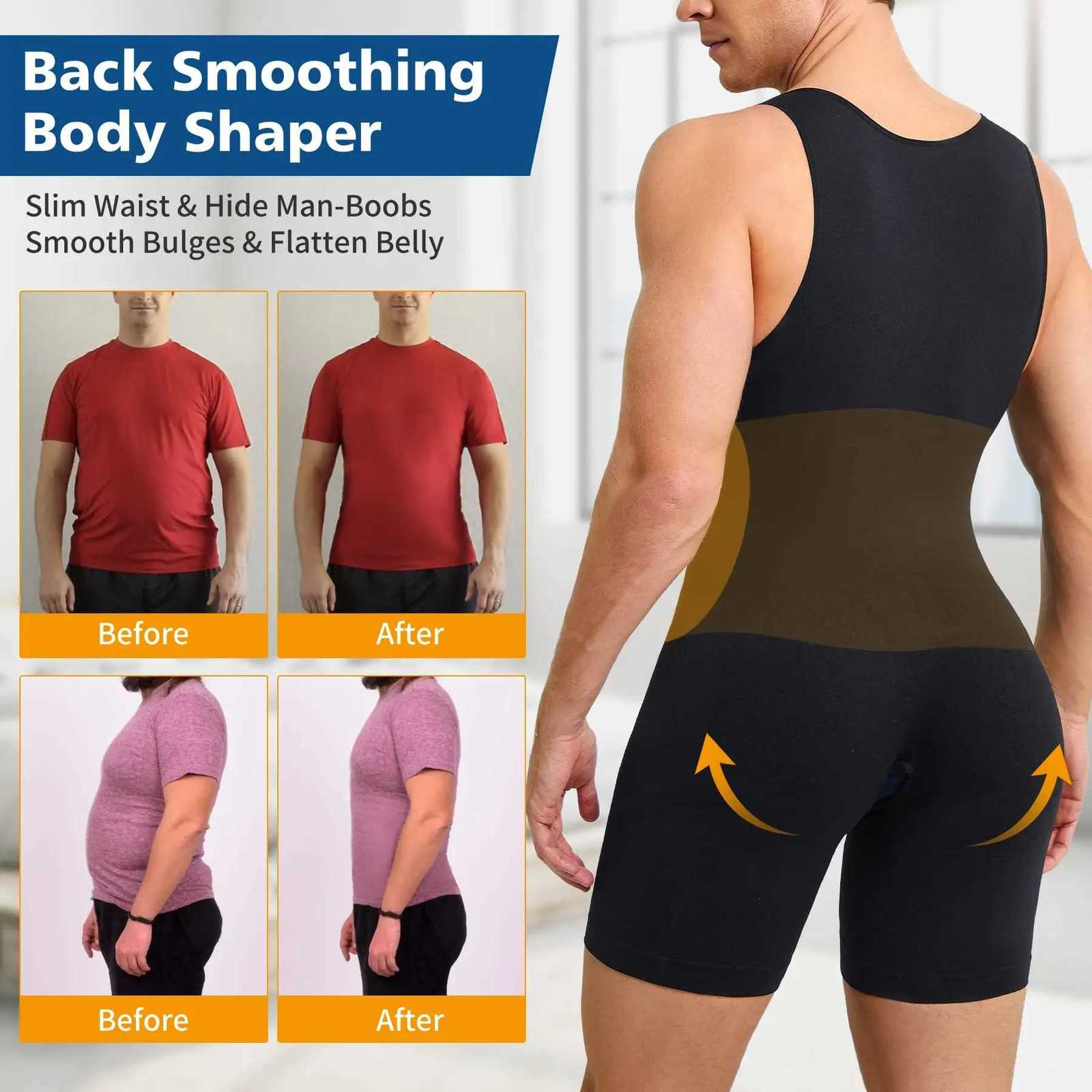 Men Shapewear Tummy Control Bodysuit Waist Full Body Shaper Fajas Compression Shirts Shorts Slim Belly W250910
