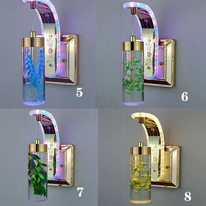 Real Dried Flower Acrylic Wall Lamp - Square Base Design Indoor Decorative Lighting for Bedroom Entryway Corridor Customizable flowers-FX