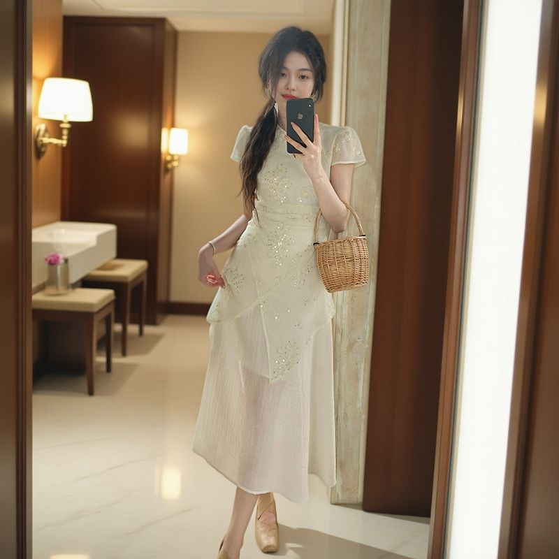 D154 Irregular Chinese Embroidery Dress for Women