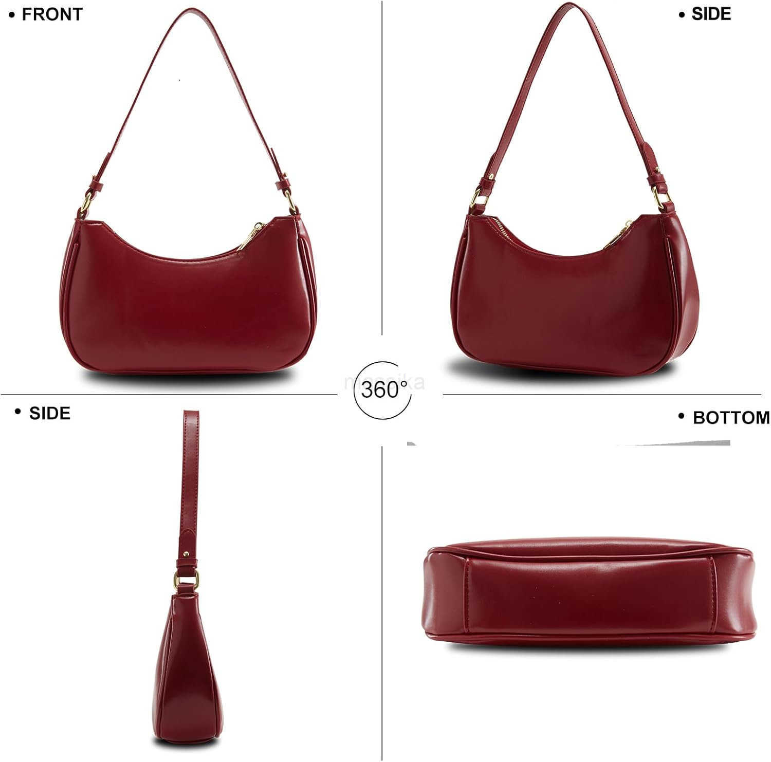 Shoulder Bag for Women Y2K Trendy Hobo Handbags Purse Vegan Leather Clutch Handbag with 2 Adjustable Removable Straps M250910