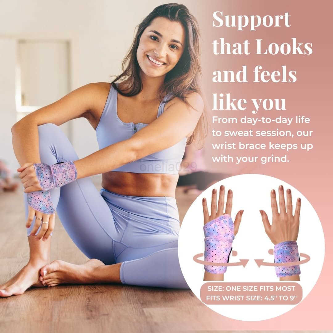 2pack Carpal Tunnel Wrist Brace for Women Wrist Wraps Wrist Support for Keyboard Fitness Exercise Arthritis Pain Relief Weightlifting Tendonitis Sprai