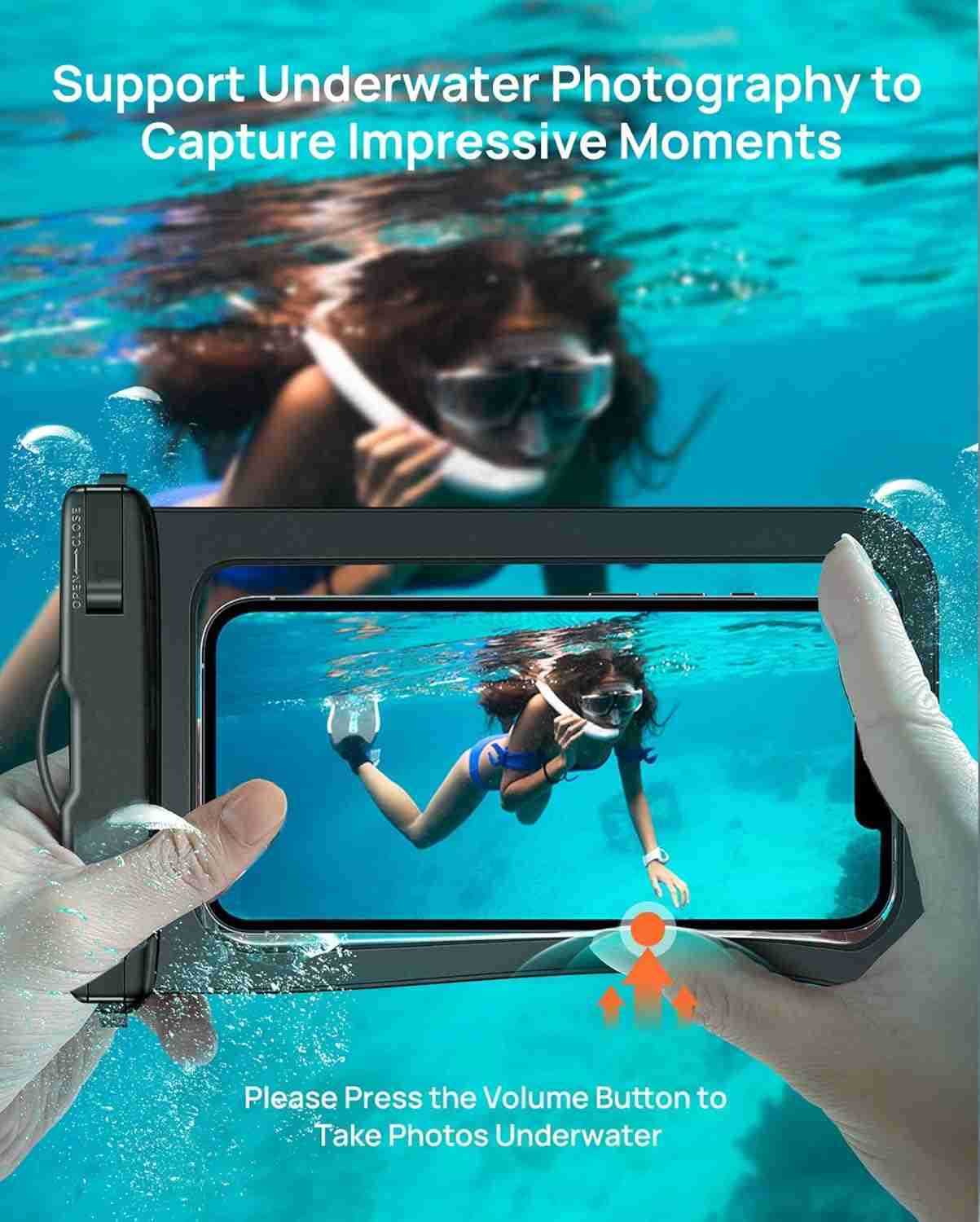 Waterproof Phone Pouch IP68 Floating Waterproof Phone Case Dry Bag Beach Cruise Essentials with Adjustable Lanyard for iPhone 16 Pro Max 15 Pro S24 S2