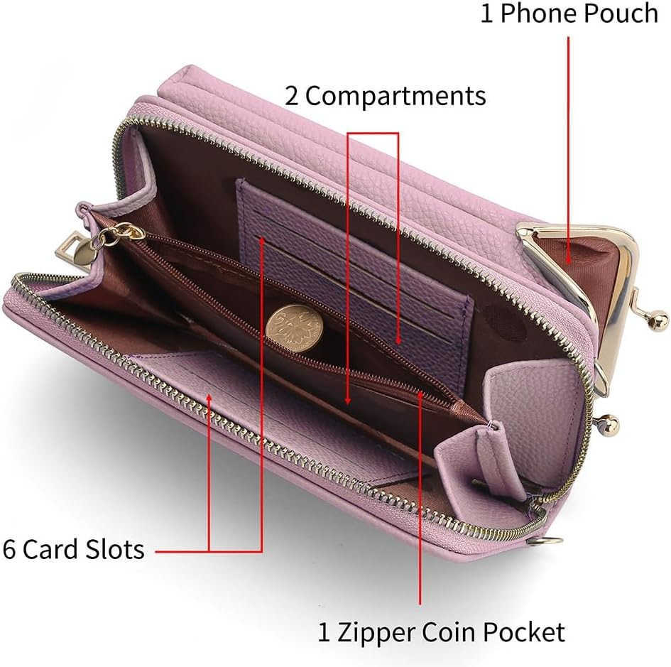 Small Crossbody Phone Bag for Women Cell Phone Purse Wallet Kiss Lock Cute Shoulder Bag with CARD Slots Z250910