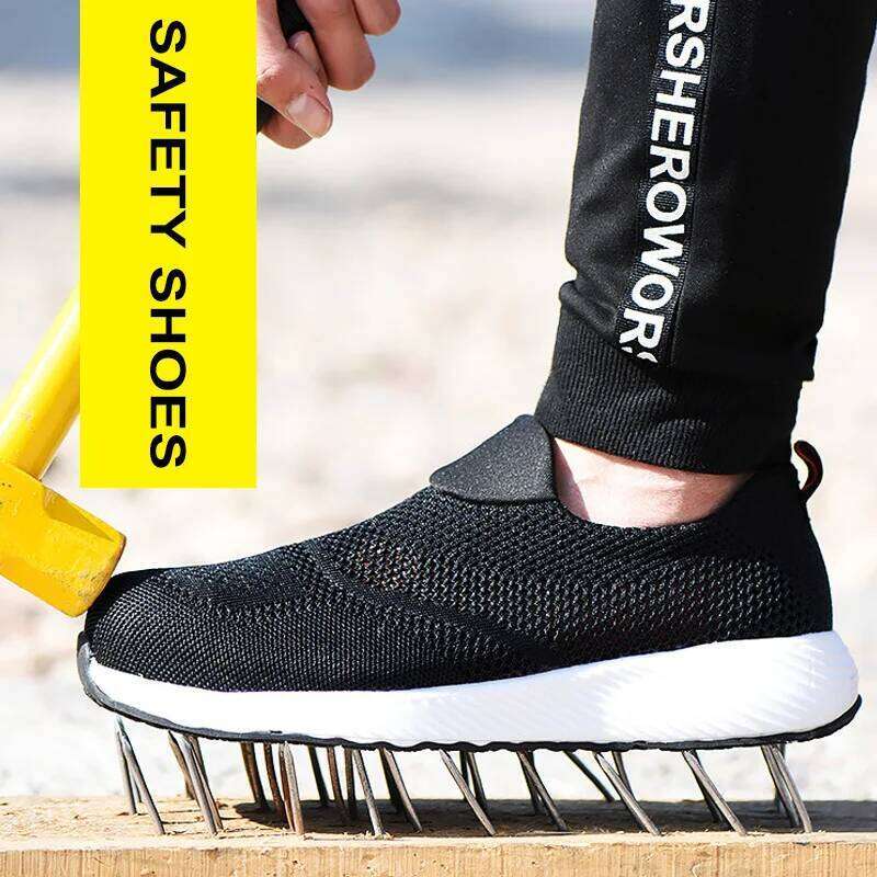 Summer Mesh Lightweight Sneakers Steel Toe Men Women Safety Breathable Construction Shoes Work Boots Footwear