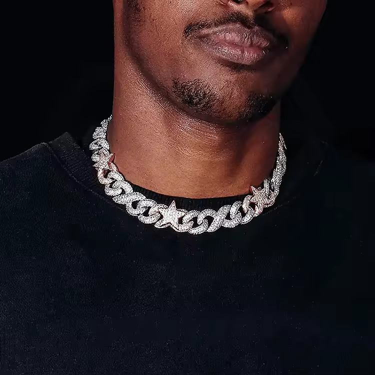 Hip Hop Rose Gold Plated 18MM Cuban Link Chain for Men Iced Out CZ Diamond for Wedding or Gift