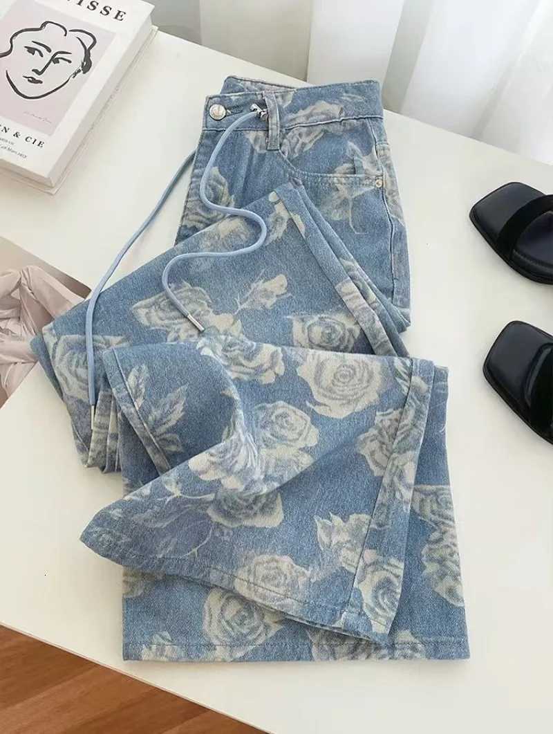 European and American high street straight tube slim women high waist jeans punk fashion popular drag pant casual wide leg pants Z250910