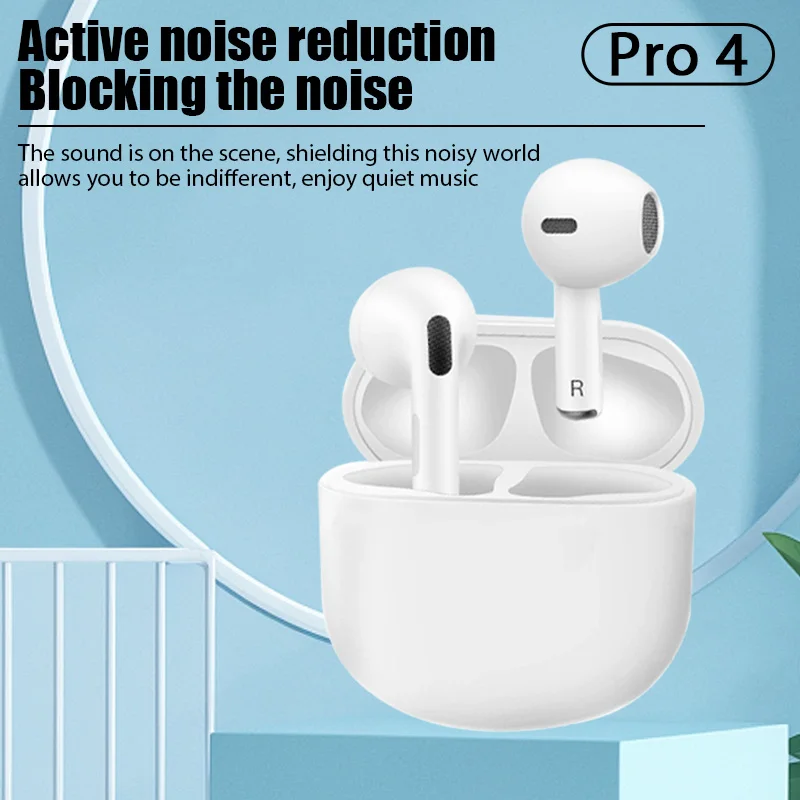 Pro 4 TWS Wireless Earphones Headphone In-Ear Headset Waterproof Compatible Bluetooth 5.0 Earbud