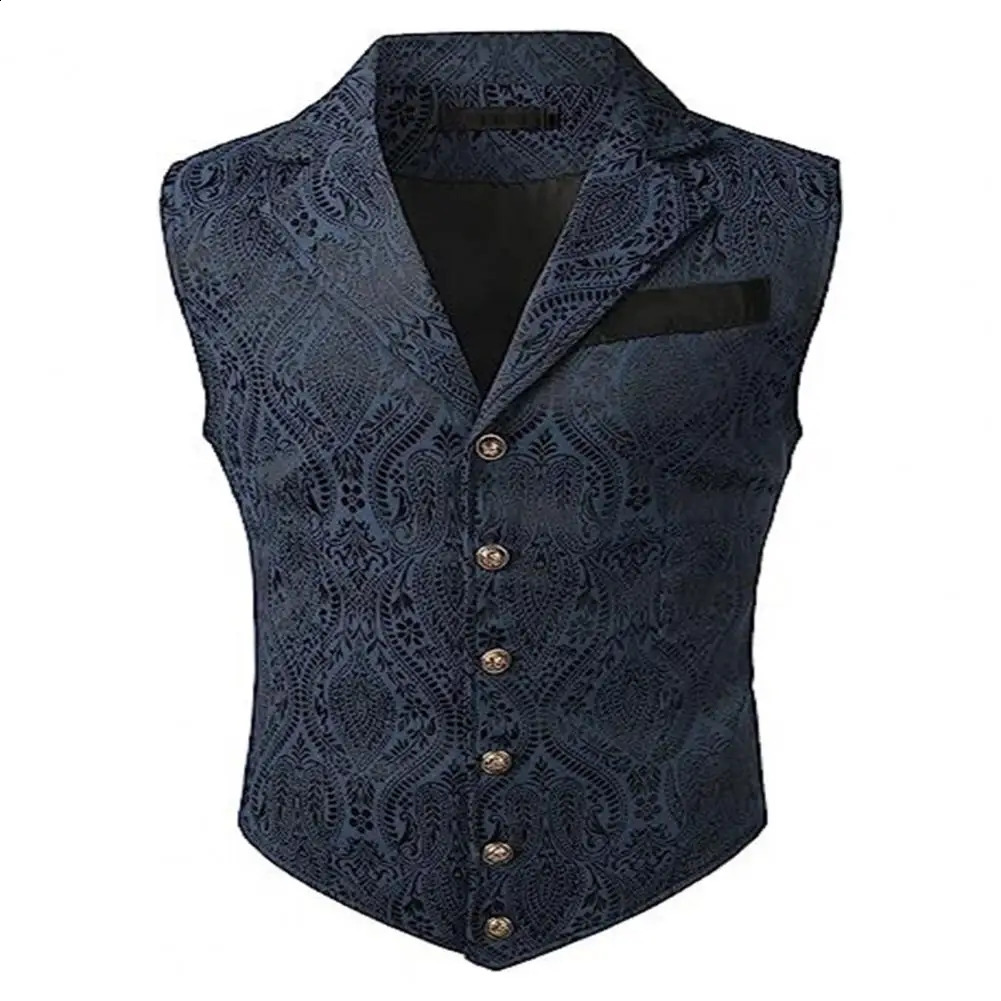 Men Suit Vest V neck Printed Pattern Groom Wedding Waistcoat Sleek Formal Dress Jacket Workwear 250910