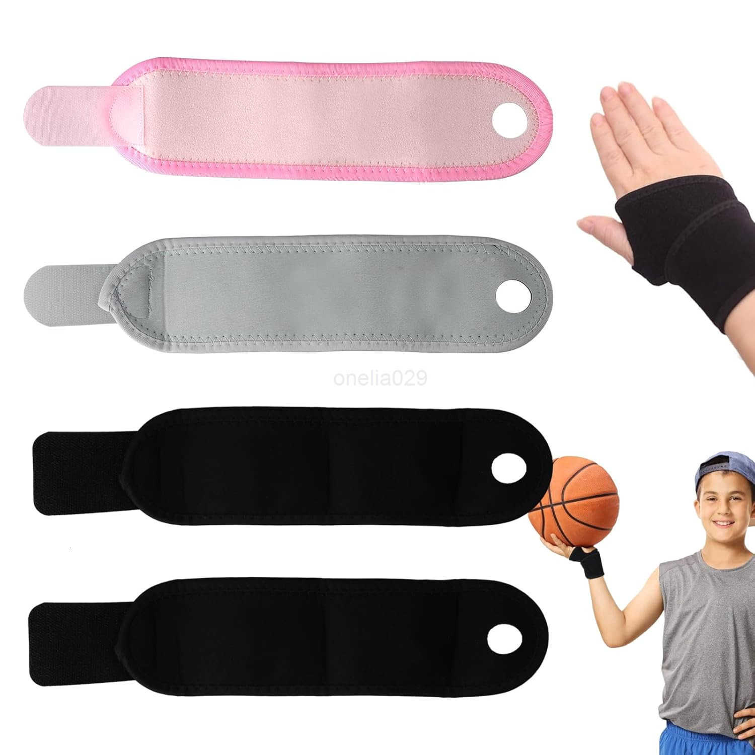 Wrist Brace 4 Pairs Youth Wrist Brace Night Support with Adjustable Compression Straps for Children is Sports Sleeping Black2Pink1Gray1 W250910