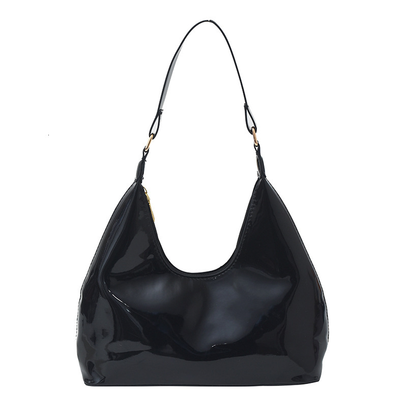 Cross Border New Niche Texture Designer Bag Free Shipping Patent Leather Wine Red Luxury Bag Underarm Bag Women S Fashion Single Shoulder Handbag Unde