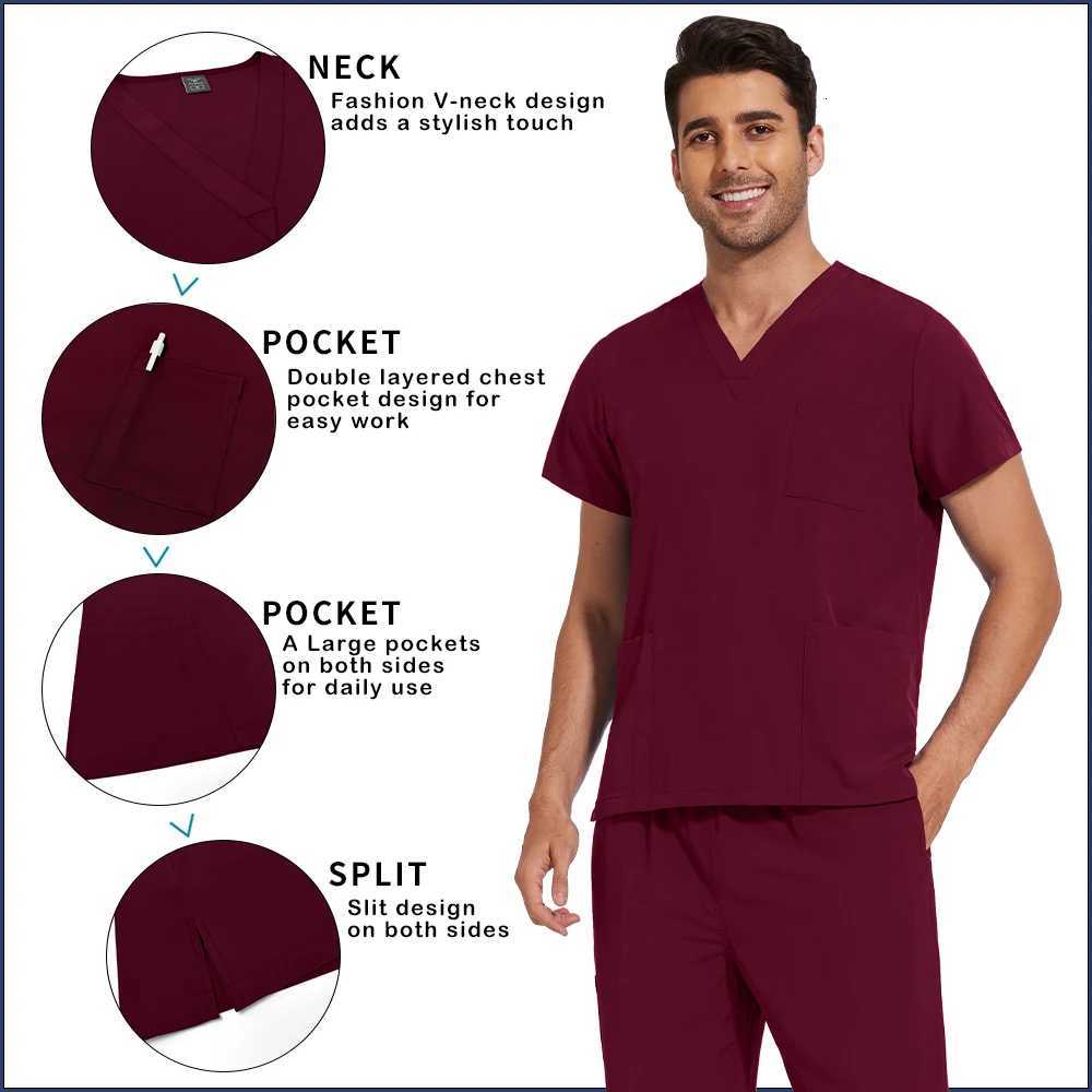 Summer Short Slve Work Suit Women Mens Uniforms Doctors Work Top Pants Casual Jogging Set Hospital Medical Surgical Uniforms X250910