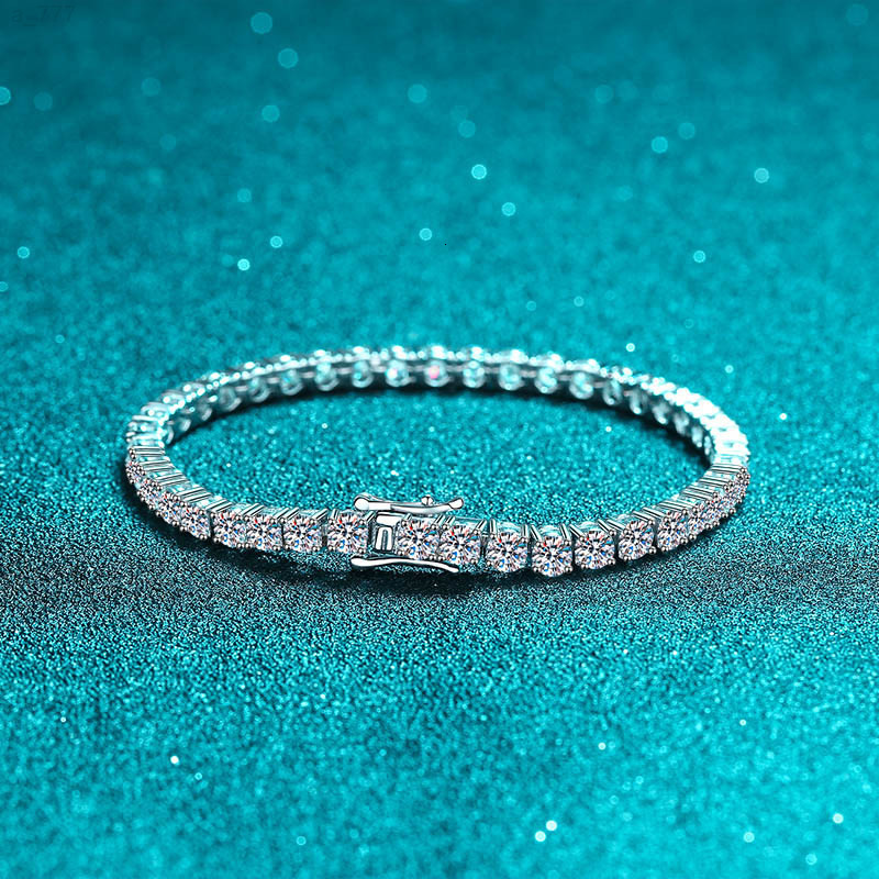 Decoral Wholesale VVS 3mm5mm Moissanite Iced Out Tennis Bracelet 925 Sterling Silver Sparkling Moissanite Tennis Bracelet Chain
