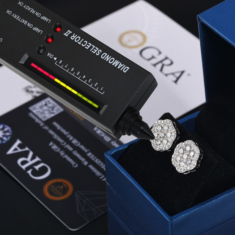 S925 Silver Moissanite Earrings HighGrade Hexagonal Flower Design FourSeason Fashion Jewelry for Men and Women