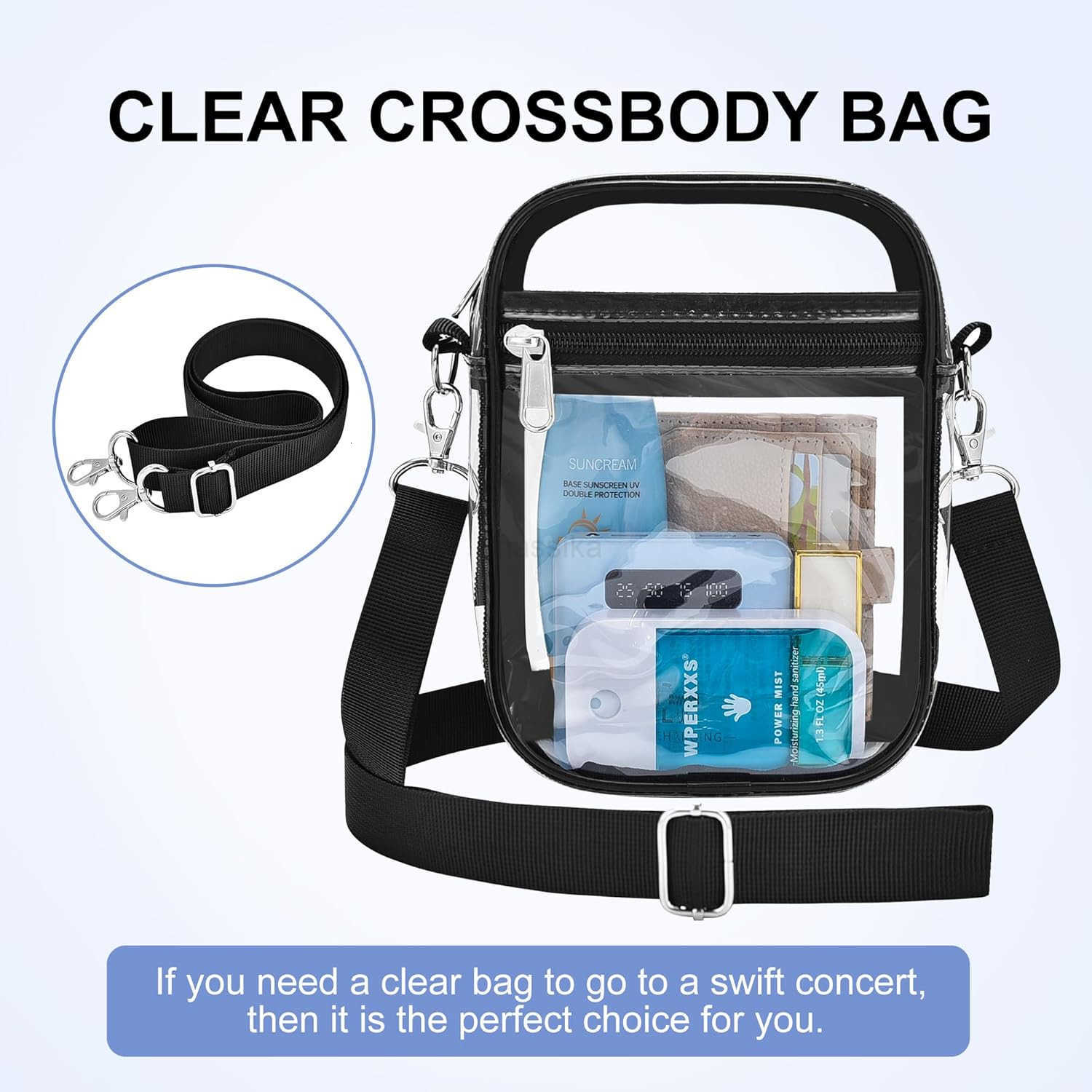 Small Clear Bag Stadium Approved Clear Purses Sports Stadium Events PVC Messenger Bag for Women Girls M250910