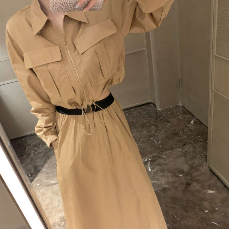 Early Autumn New Niche Design Trendy Brand Jacket Coat + Workwear Half-Length Skirt Set B3