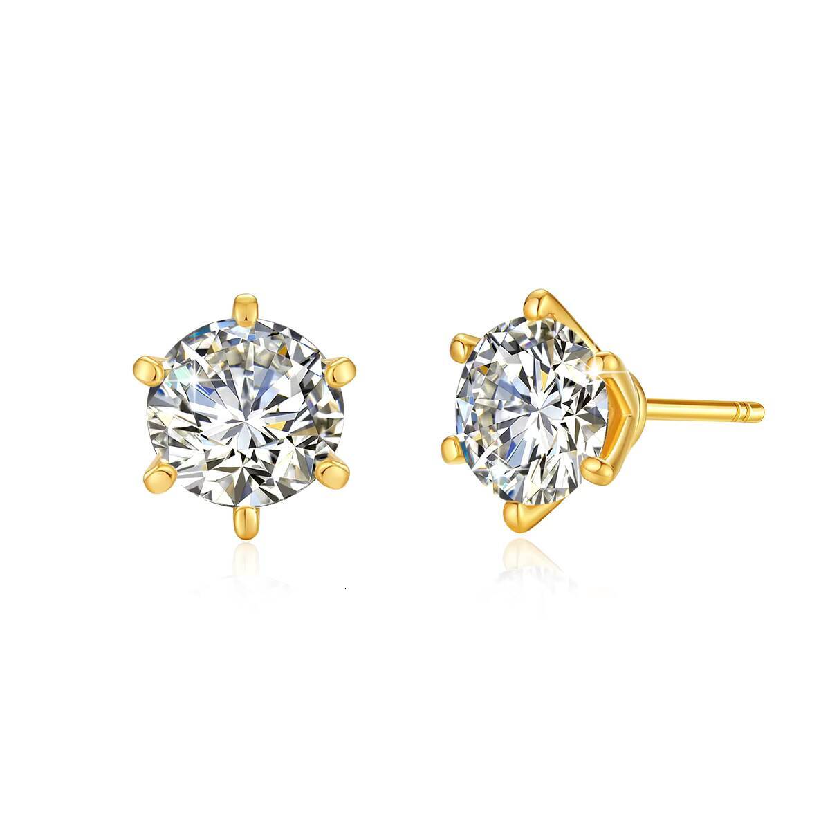 Fine Jewellery Earrings 03ct 05ct 1ct 2ct Moissanite Diamond Woman Gift Engagement 6 Claws Hollow 18K Gold Earrings