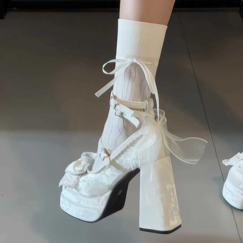 Platform High Heel Womens Mary Jane Shoes Fashion Butterflyknot Shoes Spring Autumn Wedding Party Shoes W250910