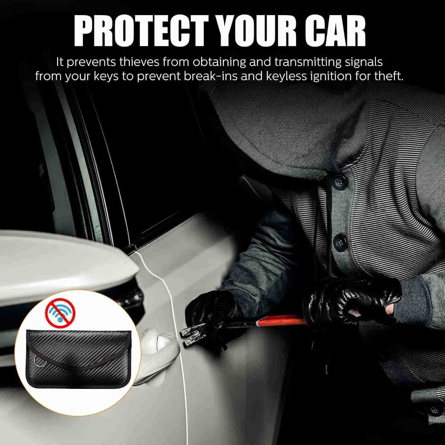 4 Pieces Faraday Bags Phone for Key Fob Protector Car RFID Signal Blocking GPS Antitracking Faraday Pouch Shielding Wallets for Cell Phone Privacy Car