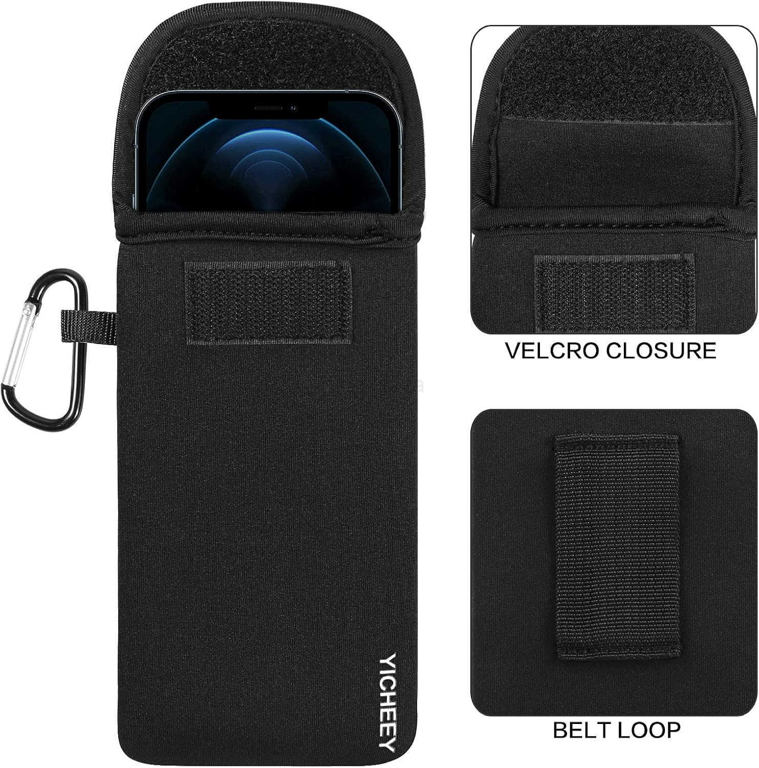 Cell Phone Pouch Neoprene Phone Sleeve w Belt Clip Loop Neck Lanyard Strap Compatible for iPhone 16 Pro Max S25 Ultra S25 S24 FE A16 A35 A55 Oneplus 1