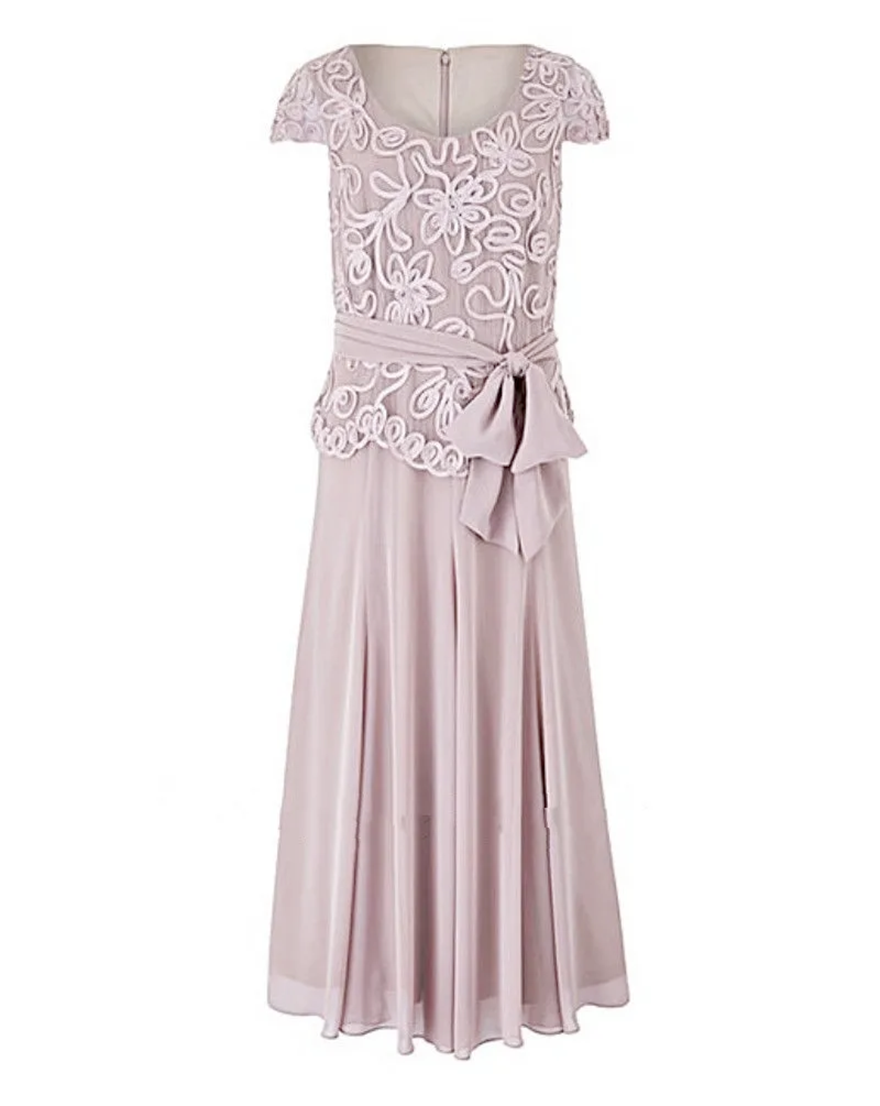 2025 A Line Mother Of The Bride Dresses Tea Length Scoop Neck Lace Party Dress For Mothers Groom Formal Wear