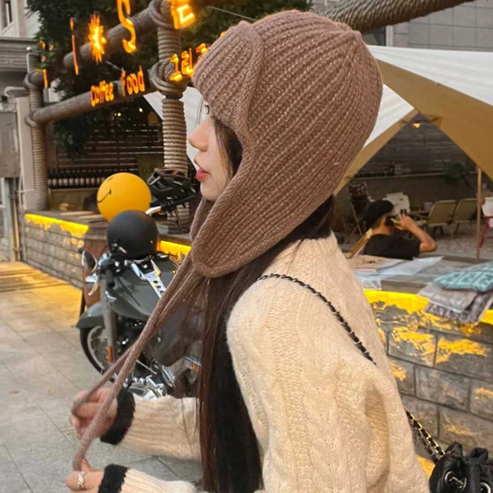Winter Warm Knitted Hat Wen Earflap Beanie Super Soft Thicke Windproof Cold Weather Fashion for Autumn Thick Hats G250910