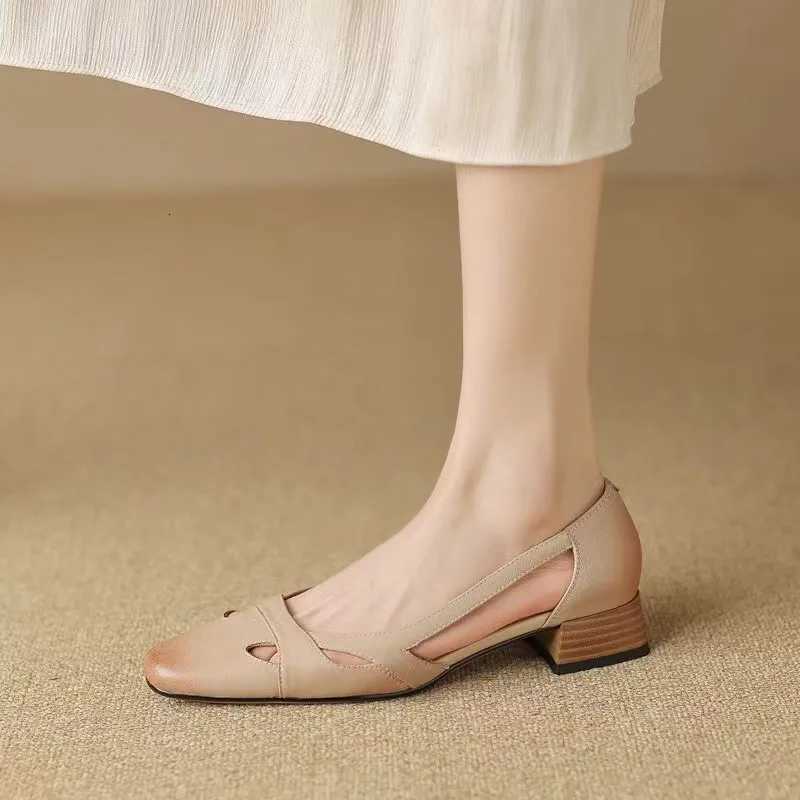2024 NEW Summer Retro Womens Sandals Thick Heels Fashion Elegant Shoes Women Concise Highquality W250910