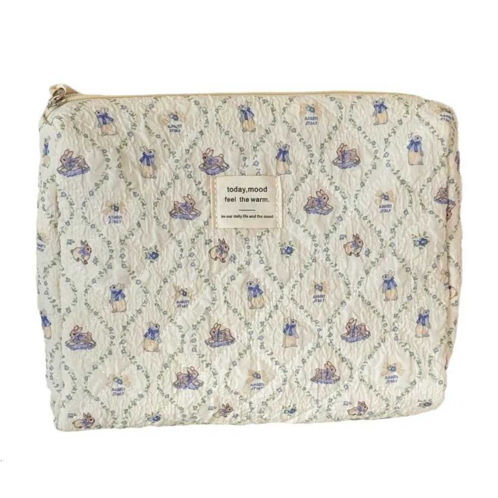 Cute Cartoon Prints Womens Makeup Case Bag Quilted Cotton Large Storage Bags Ladies Cosmetic Handbags Female Clutch Pouch PurseXJ250910
