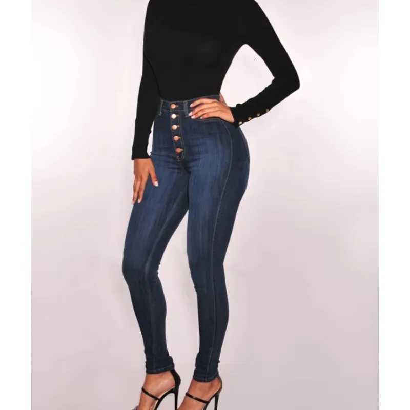 Botvotee Button Up Skinny Pencil Jeans for Women High Waisted Casual Elegant Denim Pants Vintage Retro Blue Strentch Jeans Woman Z250910