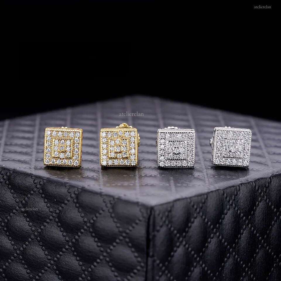High Quality Custom Moissanite Earing Sterling Sier Jewelry Zircon Gold Plated Stud Earrings for Men