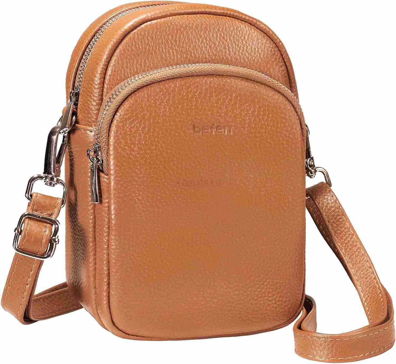 Genuine Leather Small Crossbody Bags for Women Trendy Travel Cell Phone Wallet Purses with RFID Blocking Card Slots Z250910