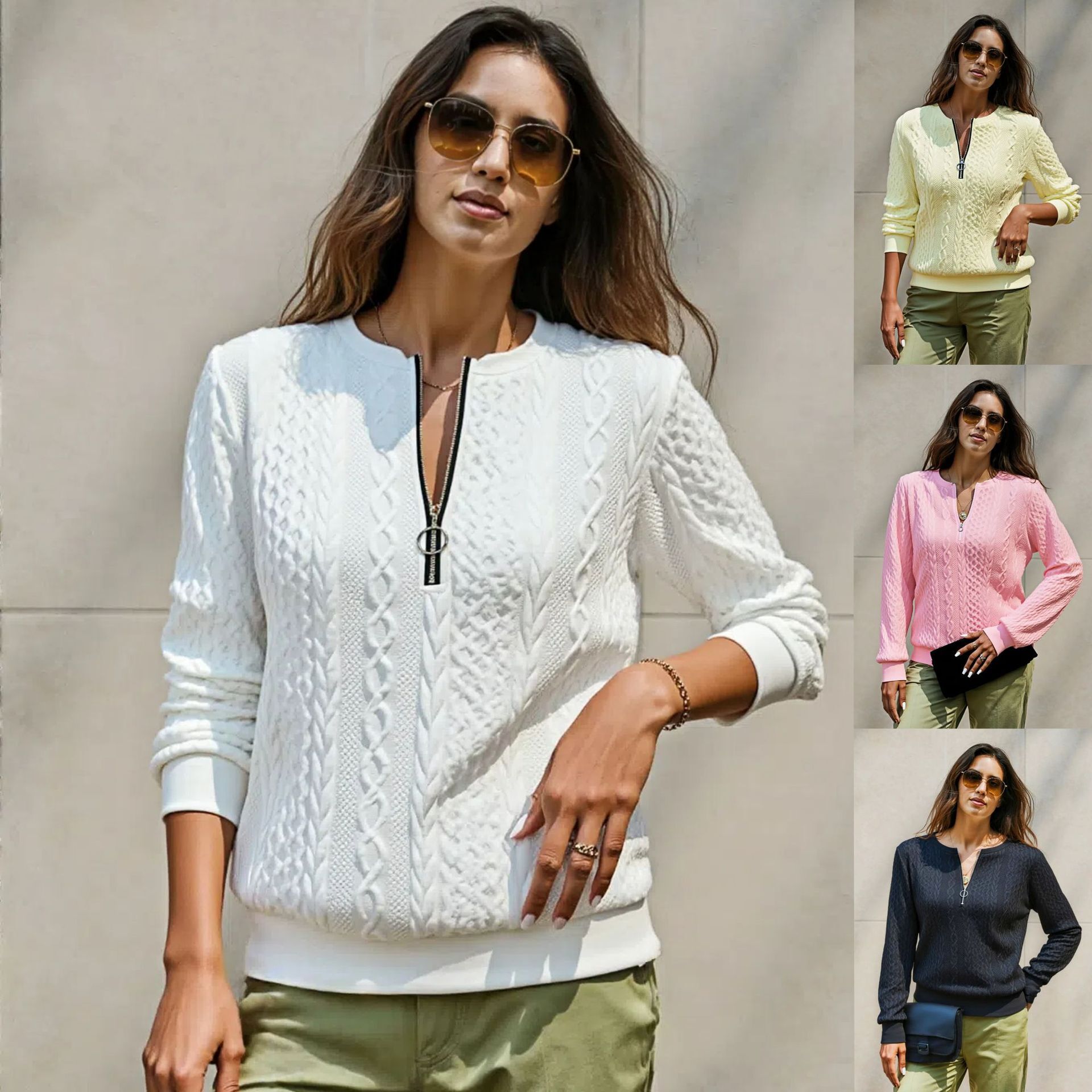 2025 Autumn/Winter New Hot Selling Women's Long Sleeve design Round Neck Solid Color Jacket Sportswear Designer Women's Top