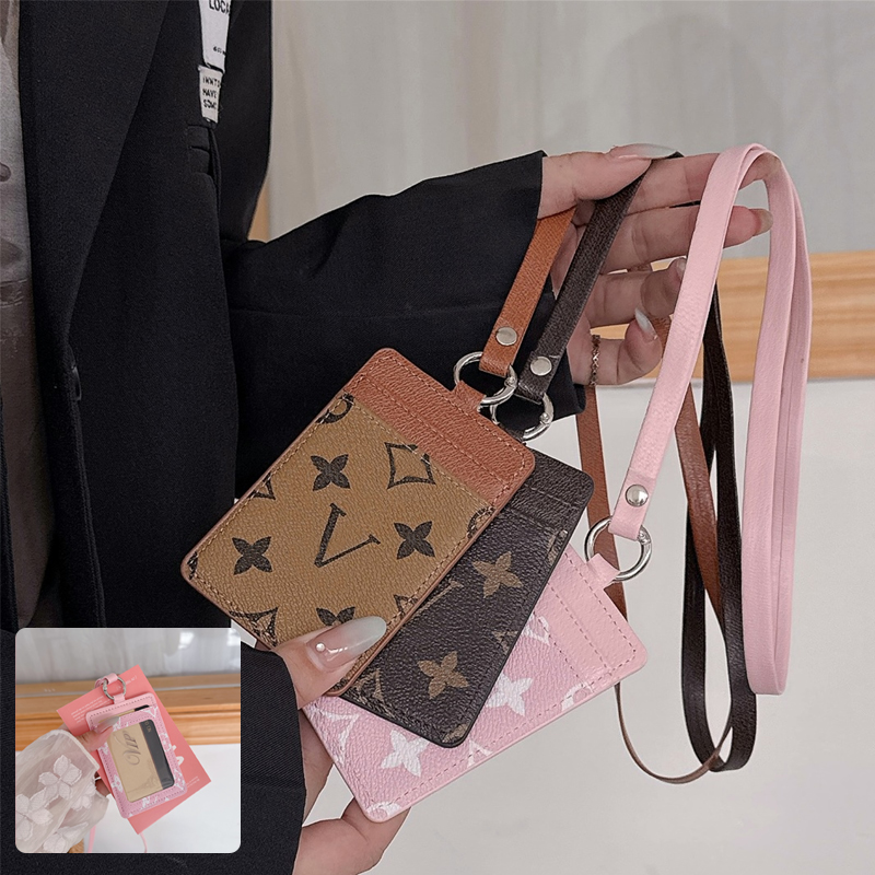 Badge Holder Designers Lanyards for Name Tags Work card key ring Keychain Fashion Women Men Credit Card Holder Coin Purse Wallet Ring wallet Lanyards for ID Holder 11