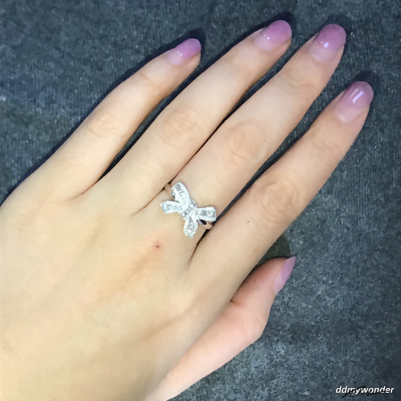 Choucong New Arrival Jewelry Sterling Sier T Princess Cut White Topaz CZ Dia Party Butterfly Women Wedding Band Ring Gift