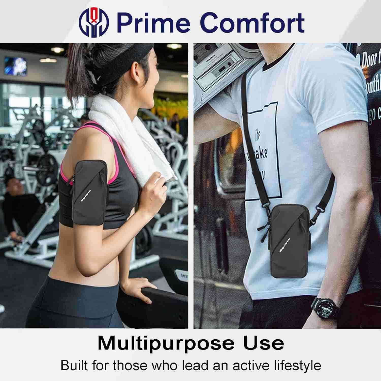Phone Holder Arm Band Small Crossbody Shoulder Holsters Bag with Arm Bands Fits iPhone and Android Use for Running Walking Hiking Biking 67 Inches Bla