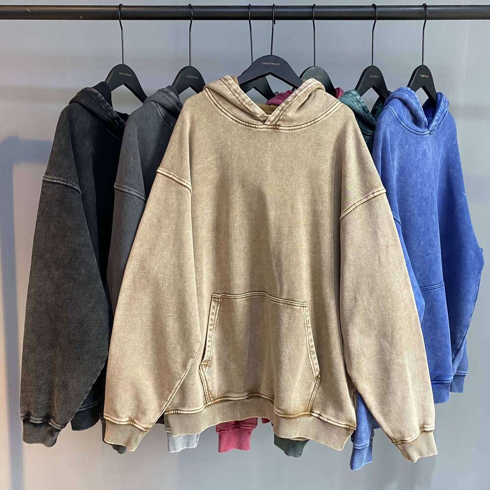 420gsm High-Quality Oversized Water Drop Washed Streetwear French Terry Heavyweight Men's Cotton Hoodie