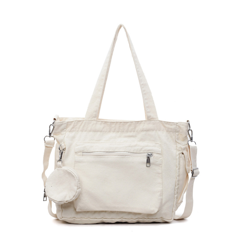 Free shipping designer Solid Color Canvas Bag Shoulder Bag Women Large Capacity Student Commuter Bag Versatile Tote Bag Fashion Simple Crossbody Bag