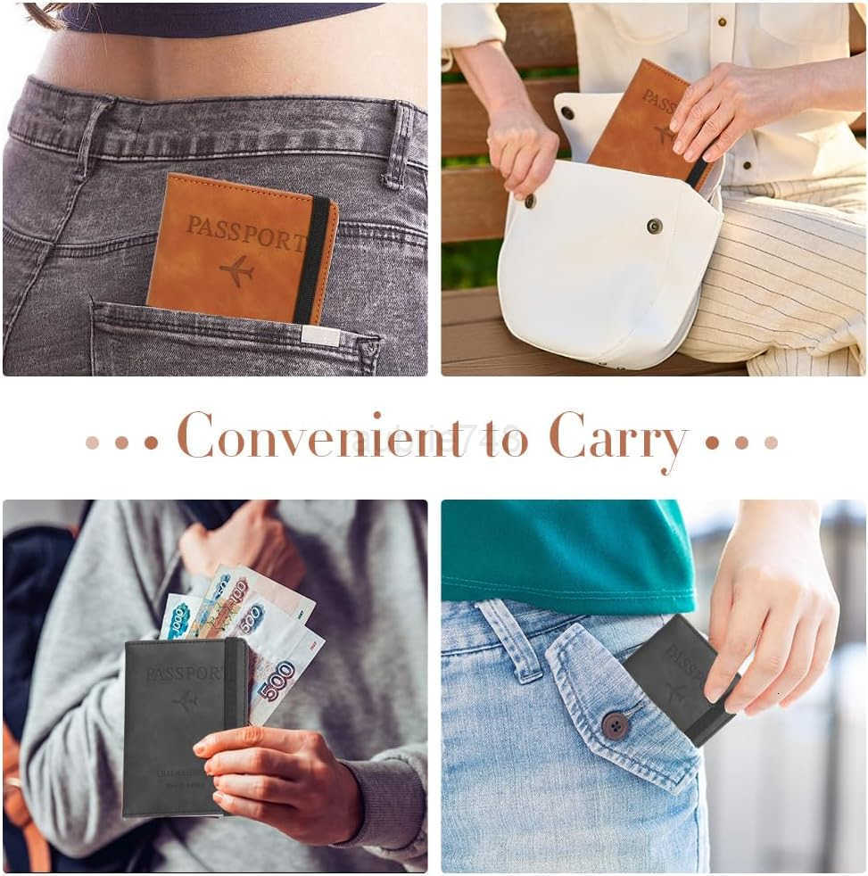Passport Holder for Travel 2 Pack Passport Wallet PU Leather Passport Cover Case RFID Blocking Passport Book with Card Holder Travel Must Haves Travel
