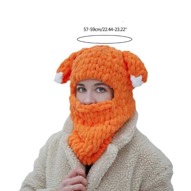 Winter Cartoon Knitting Hat Cute Animal Ear Cosplay Hat Outdoor Sport Hat Woolen Cs Windproof Heaear Balaclava Photo PropsXJ250910