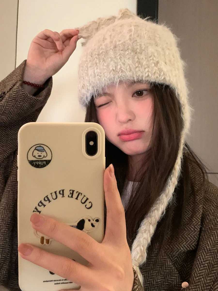Winter Warm Earmuffs For Women New Knit C With A Tie Cute Woolen Hat To Make Your Face SmallXJ250910
