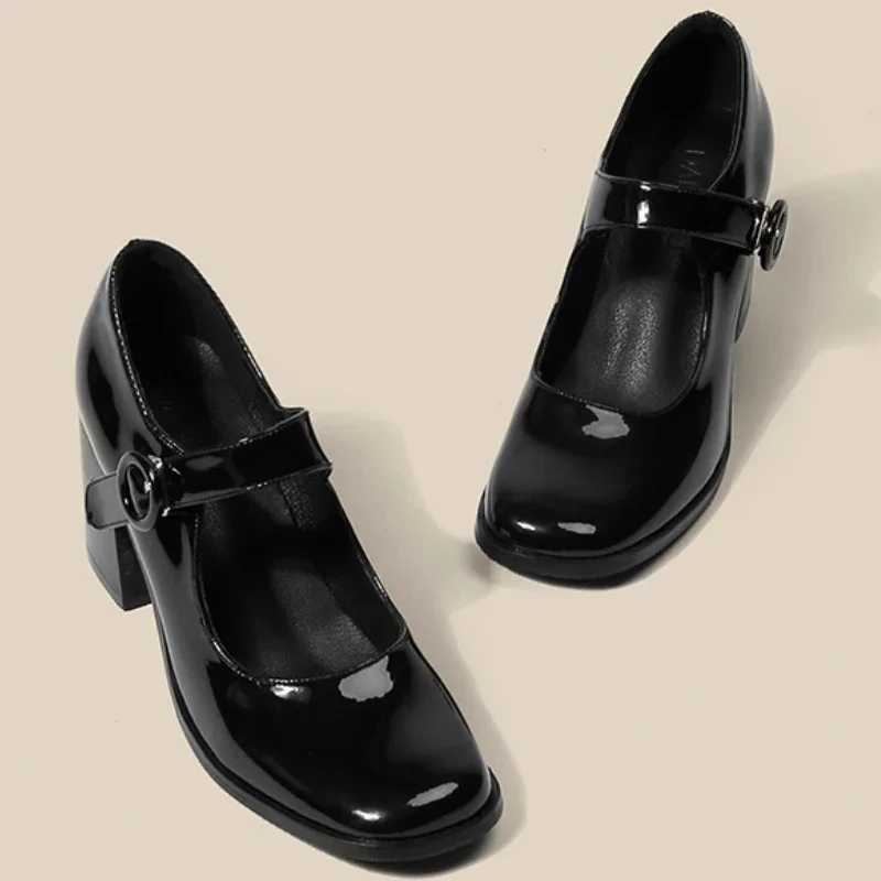 Mary Jane Shoes Women British Style Spring Autumn Retro Square Head High Heels Casual Comfortable Party Pumps Zapato De Tacon W250910