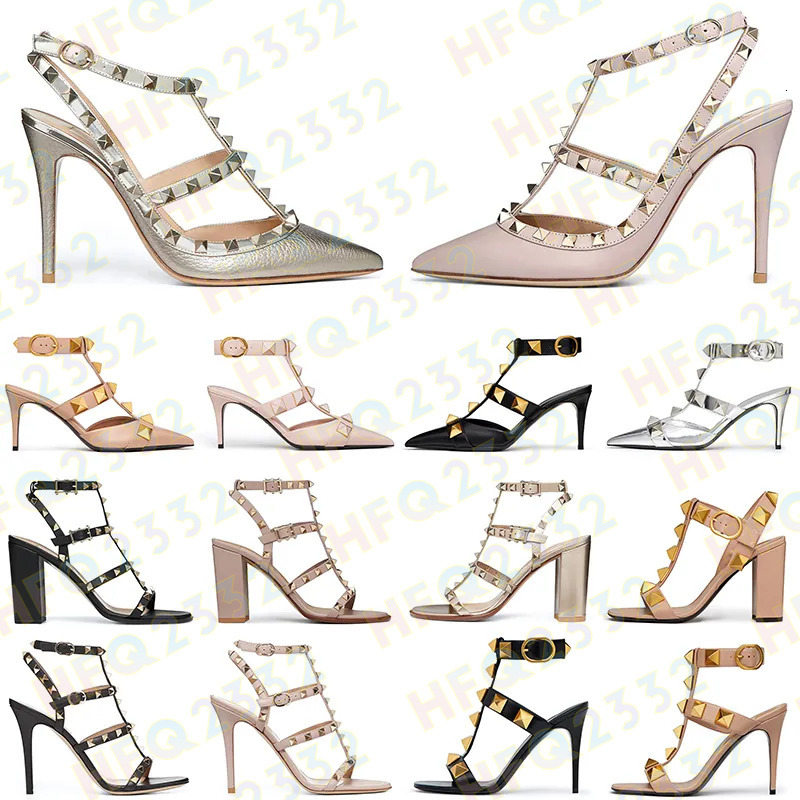 10a newest designer dress shoes women sneakers stud pump high heels pointed toes patent leather metallic gold black rose womens saоаshoes FFGZ b7