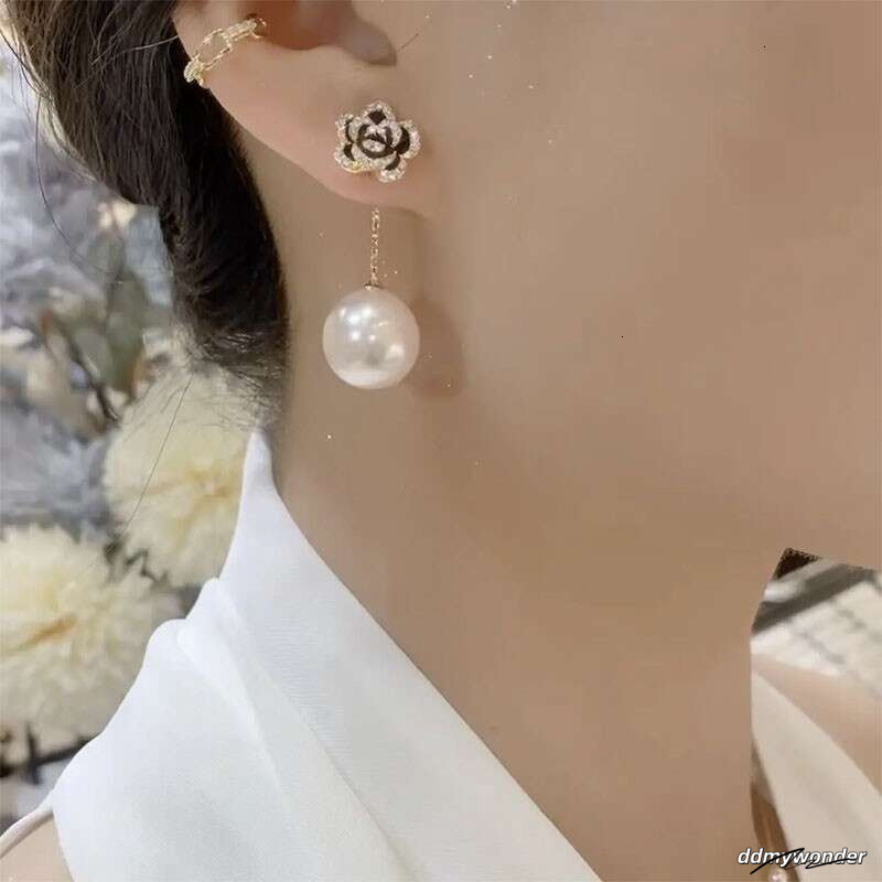 Camellia New Trendy Elegant High-End Feel Two-Way Wear Rose Pearl Earrings Exquisite Versatile Ear Jewelry ddmywonder ddmywonder