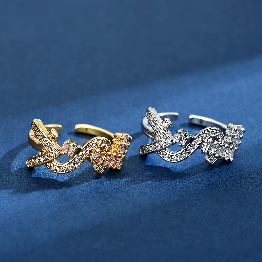 Luxury Brand Designer Jewelry Letter Open Ring Fashion Niche Design Sense Index Finger Ring Elegant High-End Light Luxury Hand Jewelry For Women Whole