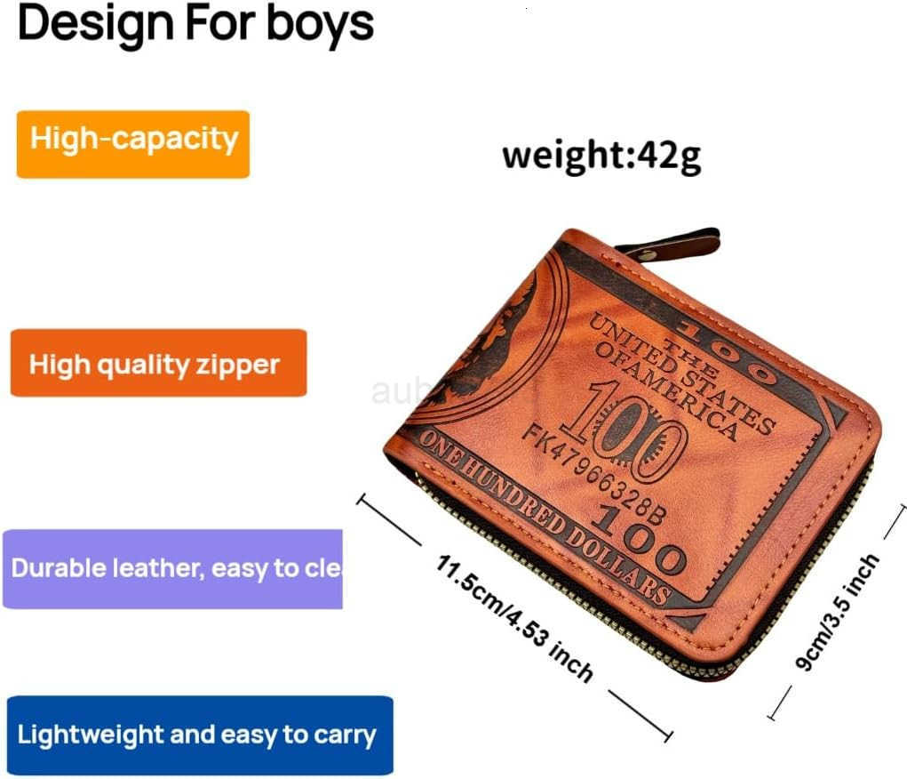 Cool Wallets for teen boys Ages 1018 Cash with ID Window CardholderFaux Leather Wallet for Teen boysZippered Wallet for TeenagersTeenage Teenager Yout