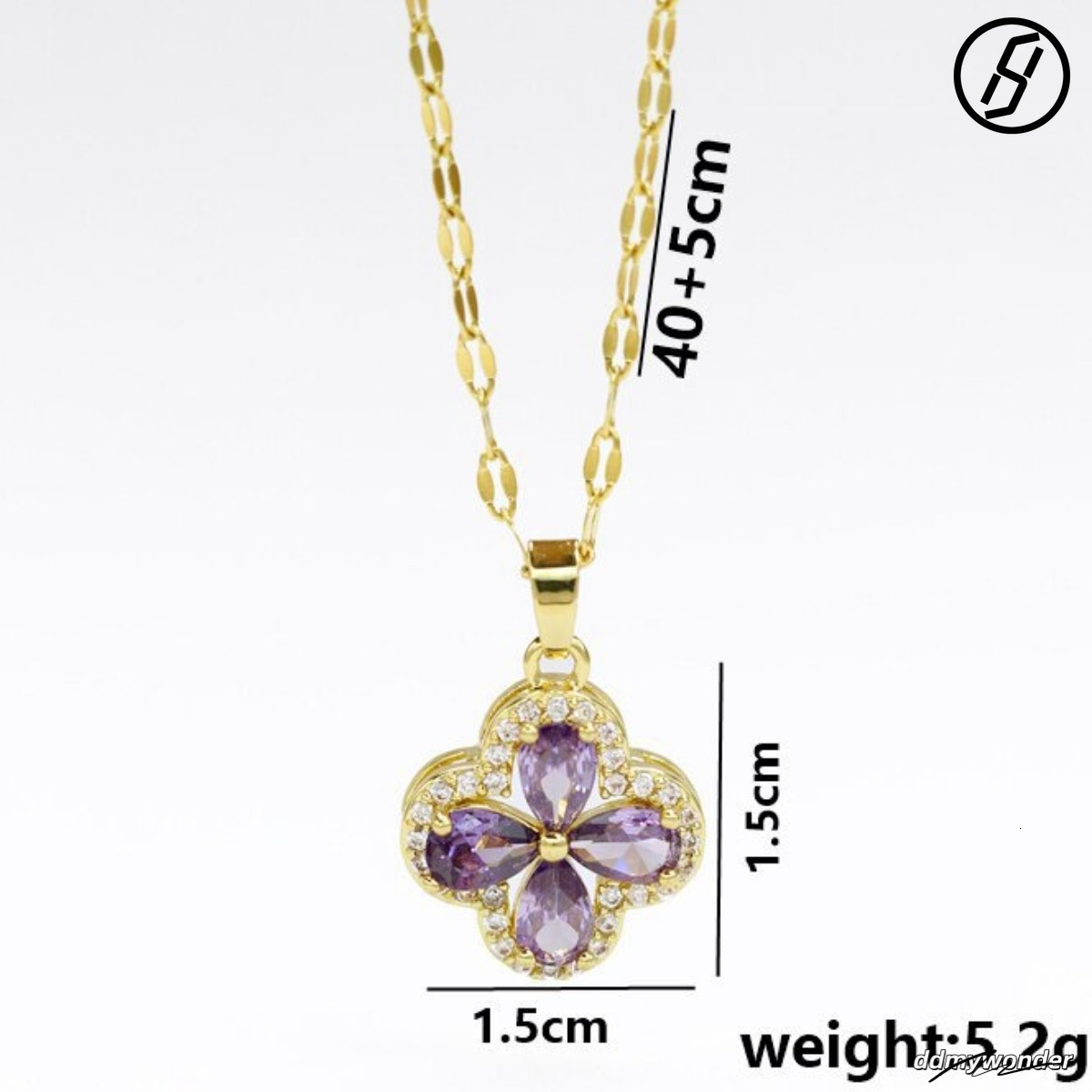 Micro-Inlaid Zircon Violet Four-Leaf Clover Accessories Titanium Steel For Women Light Versatile Clavicle Chain Designer Necklace