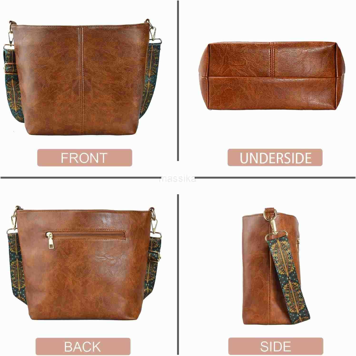Shoulder Bag Vegan Leather Crossbody Bag Guitar Strap Shoulder Purses with Zipper Handbags for Women M250910