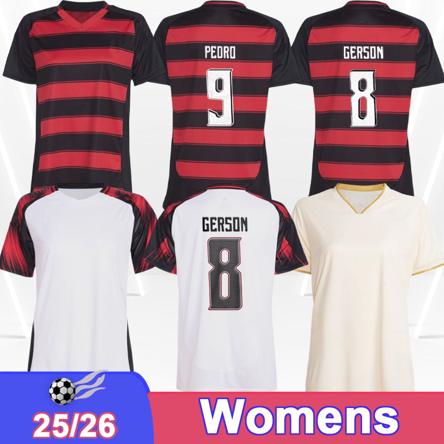 25 26 Flamengo Womens Soccer Jerseys PEDRO GERSON DE ARRASCAETA G. VARELA AYRTON LUCAS L. ARAUJO B. HENRIQUE Home Away Football Shirts
