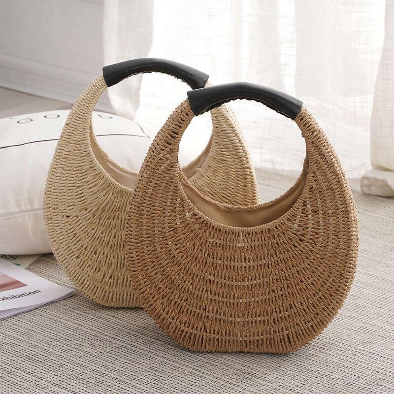 INS Style Straw Woven Handmade Storage Organizer for Jewelry and Cosmetics Crossbody Shoulder Handheld Small Square Bag