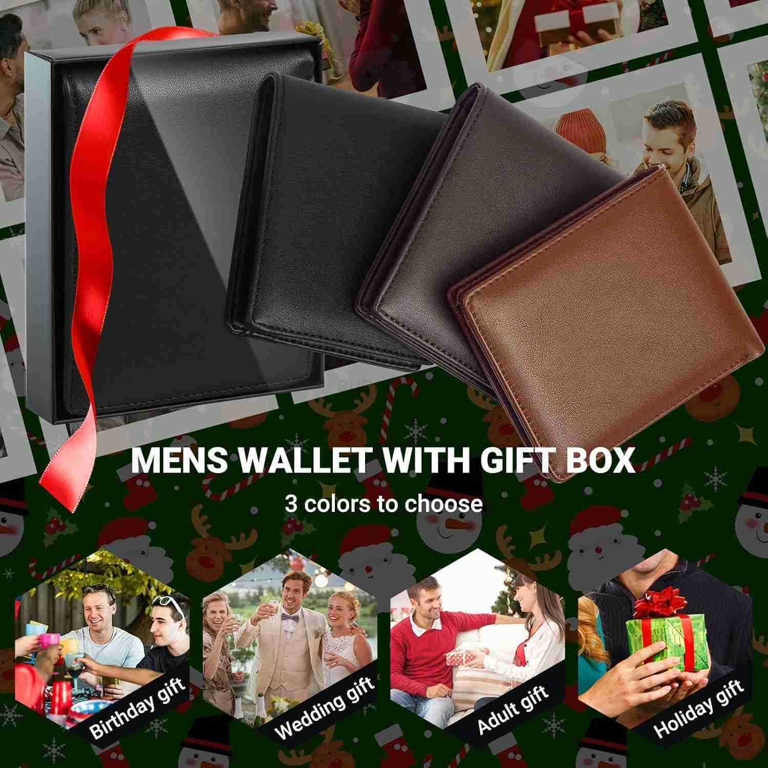 Wallet For Men RFID Blocking Black Wallets Bifold Faux Leather Card Holder Front Pocket Mens Accessories With Gift BoxZ250910
